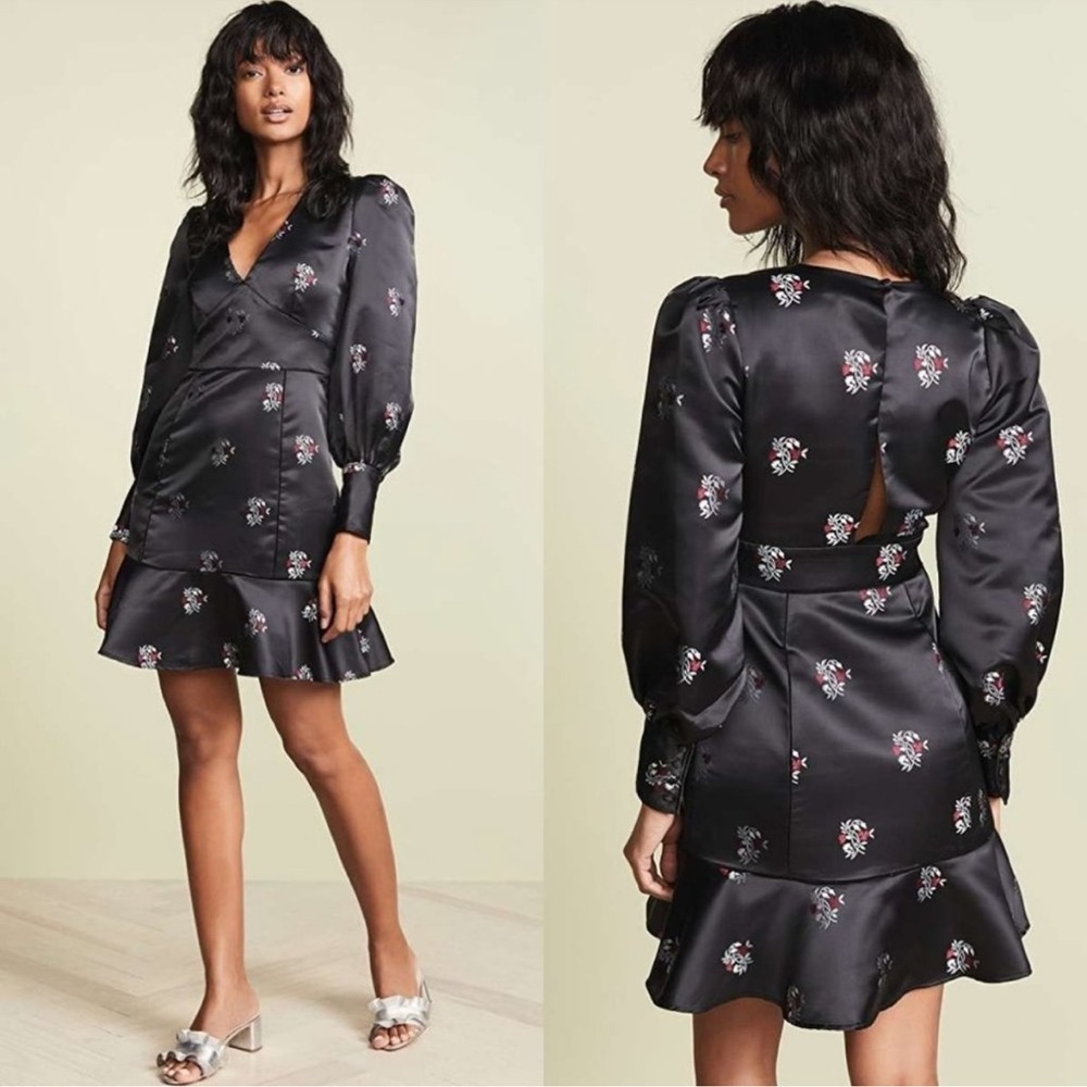 NEW Joie Minia Floral Brocade Ruffle Caviar Dress